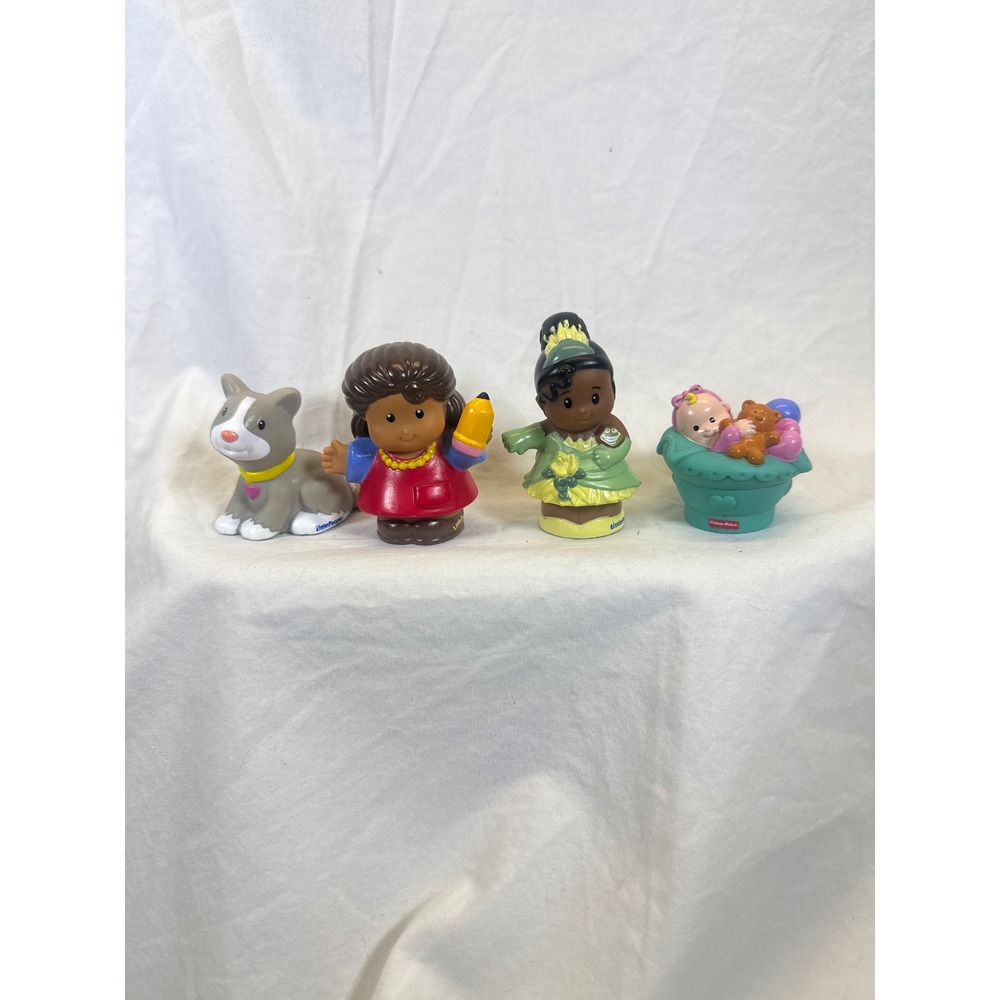 Fisher Price Little People Figures Lot Princess Tiana Teacher Baby Puppy Dog
